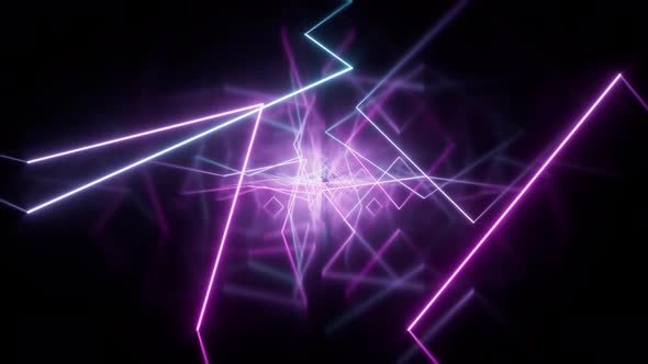 Loop animation in glowing neon lines tunnel alt