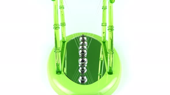 Green Pendulum Balls Newton On A White Background.