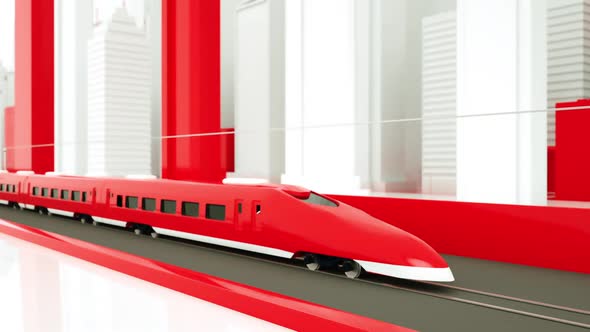 High-speed train animation. Electric passenger train. Very fast driving. journey and travel concept.
