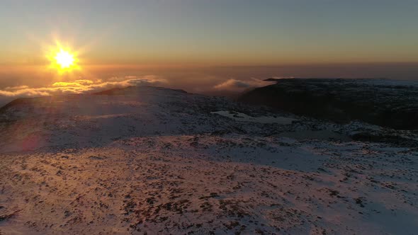 Aerial View Of Amazing Sunset In Mountains alt