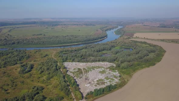 Natural Dump Near the Dniester River. Aerial Photography Autumn 2019.