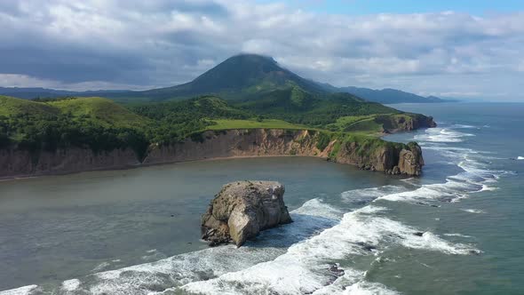 Flying Over the Tikhaya Bay in Sakhalin Island, Russia.