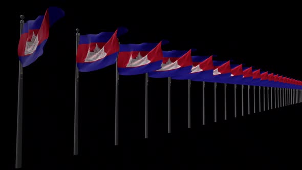 Row Of Cambodia Flags With Alpha 2K alt