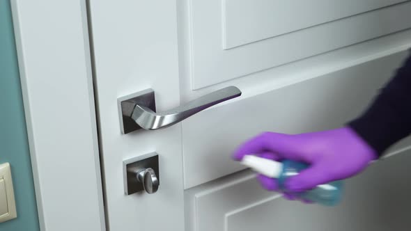 Clean and Disinfect Door Handle. COVID-19