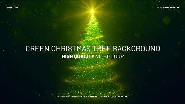 Green Christmas Tree Background 4K