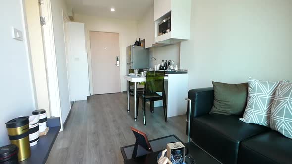 Modern Apartment Decoration Walkthrough from the Dining Area to the Living Area alt