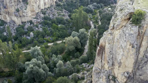 Ihlara Valley Canyon View From Air During Sunrise