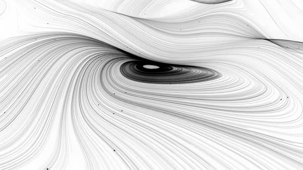 White and Black Swirl of Lines with Particles
