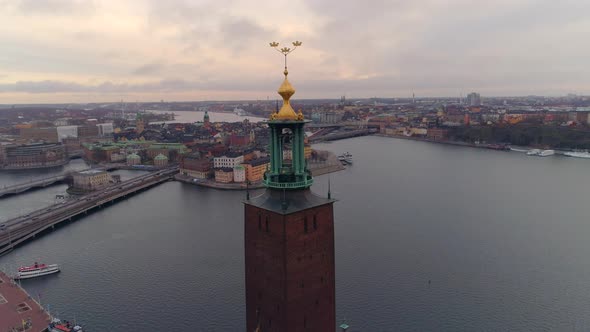 Stockholm City Famous Landmark Aerial