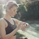 Fitness Woman In Airpod Using Smart watch - VideoHive Item for Sale