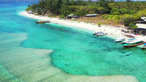 Aerial top view abstract of tropical lagoon beach break by blue lagoon and white sandy background of alt