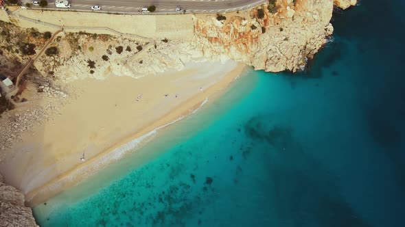 Beach summer holiday on Kaputas beach in resort Turkey on Mediterranean sea alt