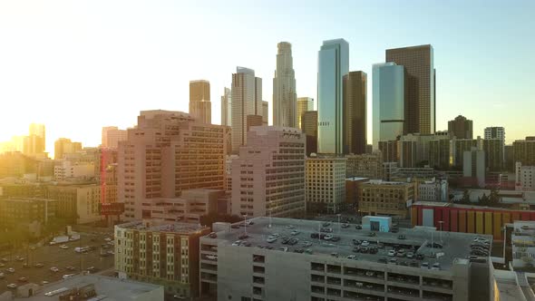 Downtown Los Angeles Aerial La City Scenic Sunset