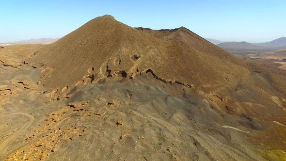 Abstract aerial view of landscape at Caldera de Gairia volcano in Fuerteventura. alt