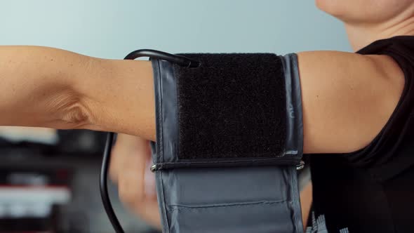 Measuring Pulse And Blood Pressure On Migraine. Medical Tonometer Hypertension Cardiology Healthcare alt