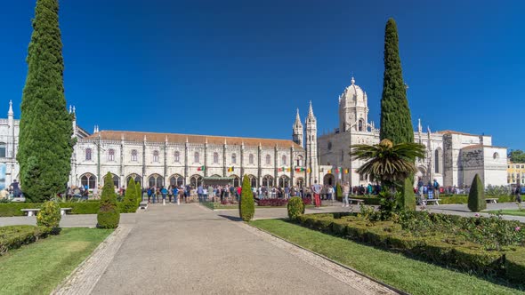 Hieronymites Monastery Located in the Belem District of Lisbon Timelapse Hyperlapse Portugal alt