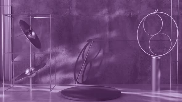 Stylish Modern Art Design Pedestal Scene Purple Background
