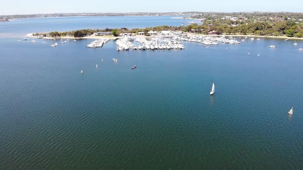 Aerial view of a Marina in Australia