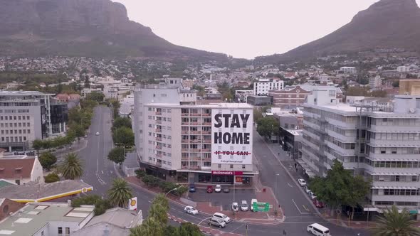 Aerial of empty city streets during Covid lockdown, Cape Town
