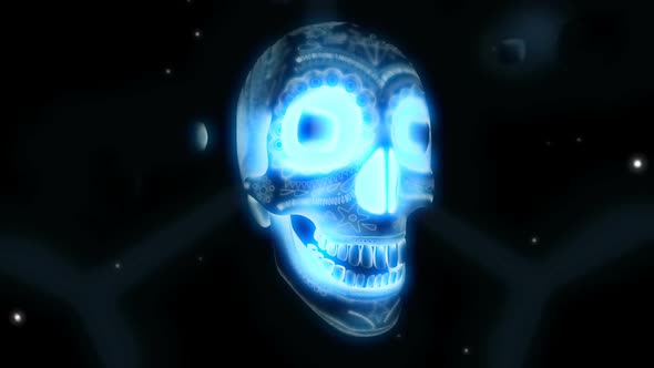 Blue glowing skull for Halloween party