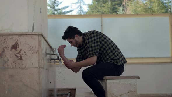 Young Muslim Man Taking Ablution for Prayer the Mosque alt