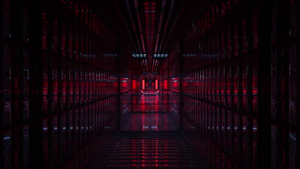 A 3D Illustration of  FHD 60 FPS Mirrored Interior of Cyberspace
