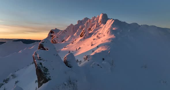 Aerial View of Ciucas Romania at Sunset alt