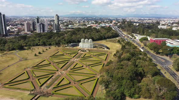 Curitiba Brazil. Public park at downtown city of Parana state. alt
