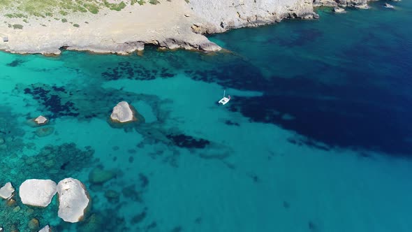 Flight Over Beautiful Seashore at Mallorca