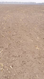 Vertical Video of a Field with Plowed Land in Autumn Slow Motion alt