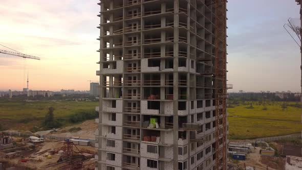 Modern Residental Complex Under Construction in the Suburbs of a Big City