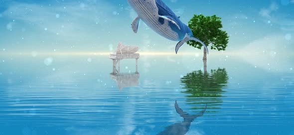 white piano tree sky mirror alt