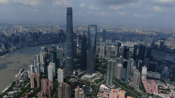 SHANGHAI, CHINA Aerial Pudong Towers