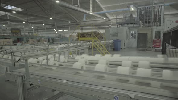 A Working Conveyor in a Paper Mill. Technology. Factory. Kyiv. Ukraine. alt