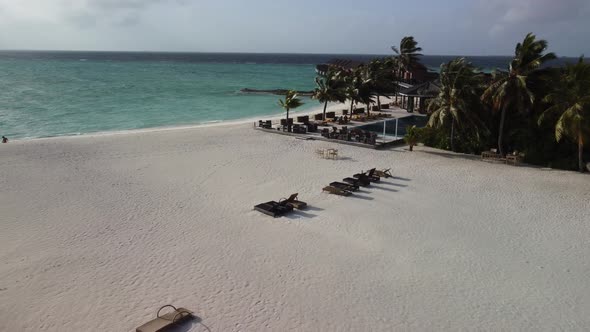 Scenic Aerial Drone Fly Over Maldives Resort