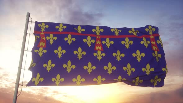Artois flag, France, waving in the wind, sky and sun background alt