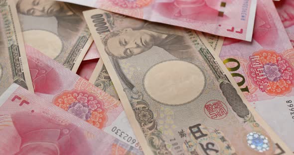 Chinese RMB and Japanese Yen banknote, Stock Footage | VideoHive