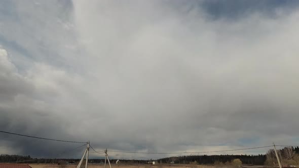 Rainy Storm Clouds Over Countryside Timelapse