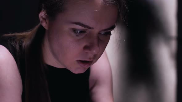 Terrified Woman Hiding From Kidnapper, Defenseless Victim of Sexual Assault alt