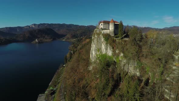 Aerial view of Bled Castle