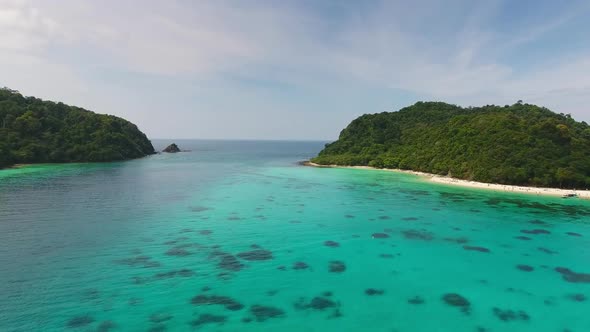 Aerial Video of Beach, Corals and Sea in Thailand alt