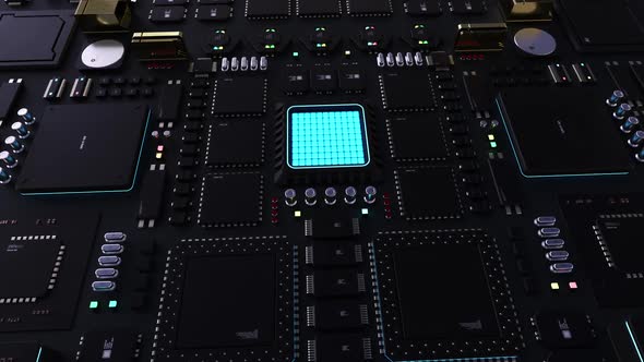 components of computing power on a chip. futuristic animation . next-generation  alt