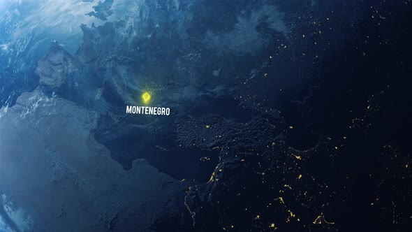 Earh Zoom In Space To Montenegro Country Alpha Output
