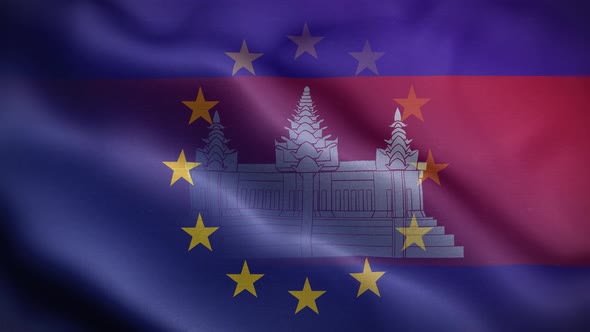 EU Cambodia Flag Loop Background 4K