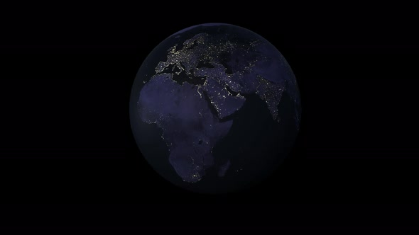 Animation of the spinning planet earth on a black background. 3D odject