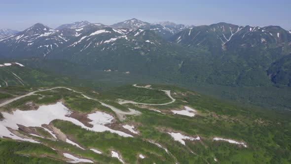 Beautiful Mountain Landscape of Vilyuchinsky Pass at Sunny Day