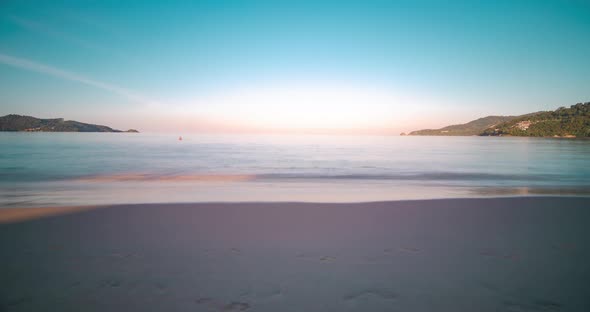 4K Time lapse of tropical sea beach landscape light of nature cloudscape sky and Clouds moving