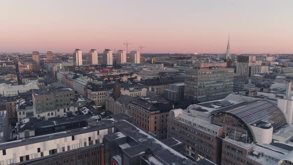 Stockholm Skyline at Dusk Aerial View