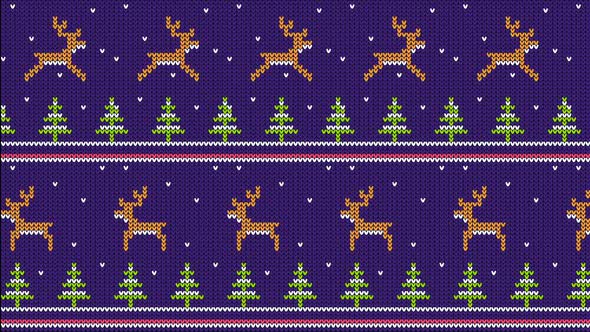 Knitted Christamas Pattern With Running Deer