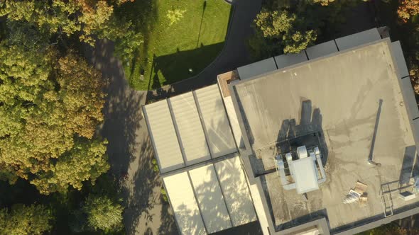 Flight Over Autumn City Park